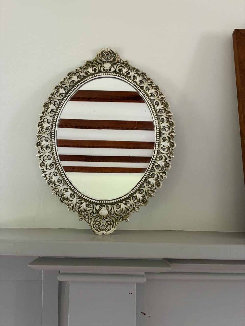 Vintage Emig Cast Metal Oval Wall Mirror #1264 Ornate Rococo Scrollwork - Picture 2 of 9